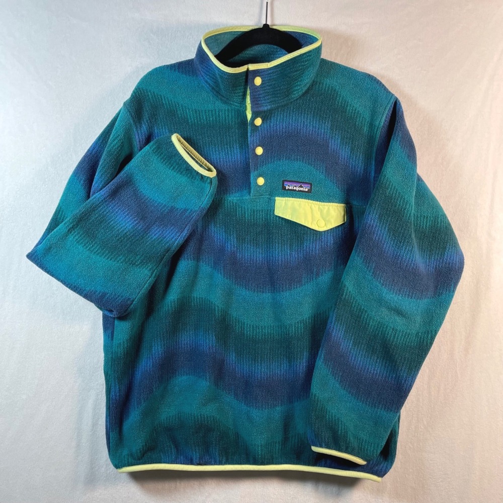 patagonia synchilla snap-t green blue aurora borealis womens‎ M fleece gorpcore